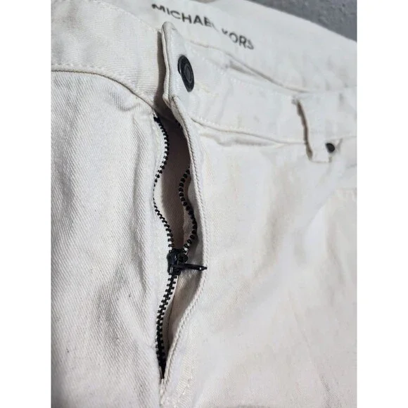 Michael Kors Size 18W Off White Bootcut Jeans Silver Hardware Comfortable - Picture 15 of 16